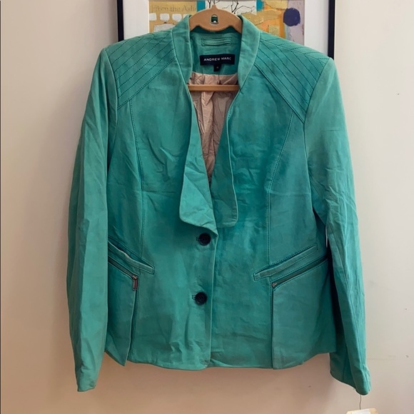 Andrew Marc Jackets & Blazers - Andrew Marc Turquoise Leather Jacket